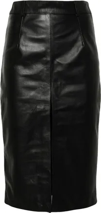 Manokhi Alma leather pencil skirt - women - Polyester/Viscose/Calf Leather - 34 - Black