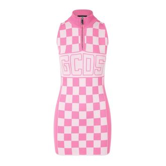 GCDS Band Logo Half Zip Mini Jurk - Dames - Korte kleedjes - Roze - M - Kleedjes