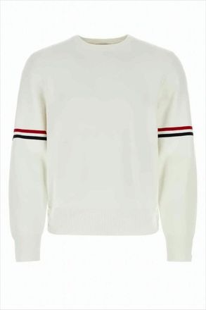 Thom Browne Classic Crew Neck Sweater With Contrasting Stripes And Ribbed Detail