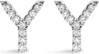 House of Brilliance 10K Gold 1/10 Cttw Diamond Initial A to Z Stud Earring