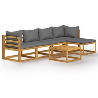 vidaXL Juego De Muebles Jard&iacute;n 6 Pzas Con Cojines Madera Maciza Acacia Vidaxl