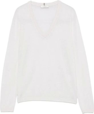 PANICALE Panicale, Truien & Vesten, Dames, Wit, S, Kasjmier, Cashmere V-neck Trui