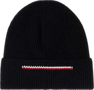 Moncler HAT Virgin Wool Ribbed Beanie - Black