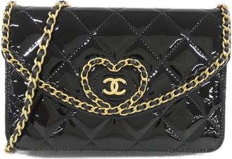 Chanel Black Leather Chain/Shoulder Wallet (Pre-Owned)