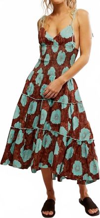 Free People Adriel Midi Dress In Nutmeg Combo