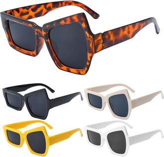 Generic Shaped Sunglasses - Funny Sunglasses for Women | Irregular Shaped Funny Womens Glasses - Asymmetrical Decorative Sunglasses for Meetings, Black Frame 