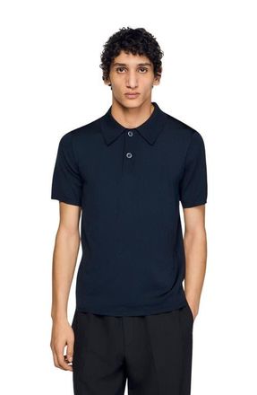 Sandro Short-sleeve knitted polo shirt in Navy Blue at Nordstrom, Size X-Small