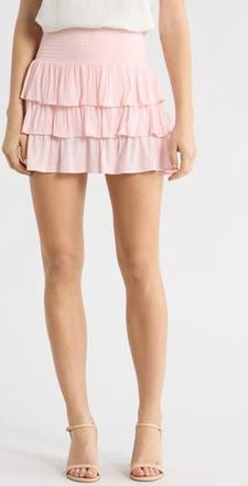 Abound Tiered Crepe Miniskirt in Pink Balm at Nordstrom Rack, Size X-Small
