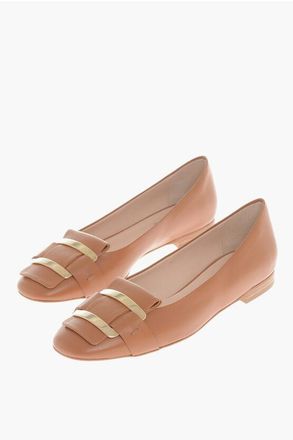 A.Testoni Leather Ballet Flats LADY with Gold Detail size 37,5