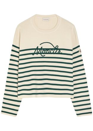 Moncler Striped Logo-embroidered Wool Jumper - Beige - XL (UK16 / XL)