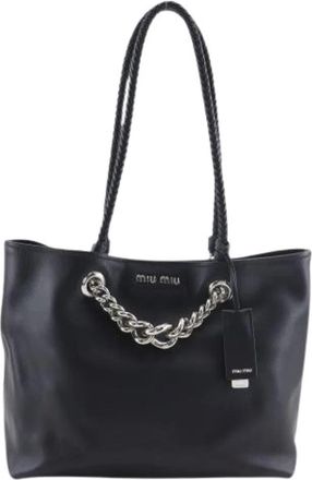 Miu Miu Pre-owned Tote Bags, female, Black, Size: ONE SIZE Pre-owned Calf Tote Bag