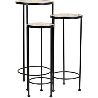 Wanderlust Deco Wanderlust Deco - Set 3 Soportes De Mosaico Y Metal Negros