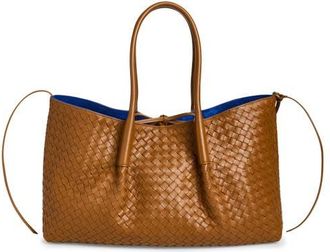 Bottega Veneta Leather & Suede Reversible Tote in 2591 Amber/Blue Royal-M B at Nordstrom