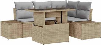 vidaXL Garden Sofa Set with Cushion 5 pcs Beige Poly Rattan vidaXL