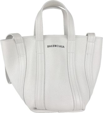Balenciaga White Leather Handbag Shoulder Bag Tote Bag (Pre-Owned)