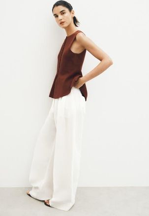 H&M Rib-knit Peplum Sleeveless Top in Rust Brown at Nordstrom, Size X-Large