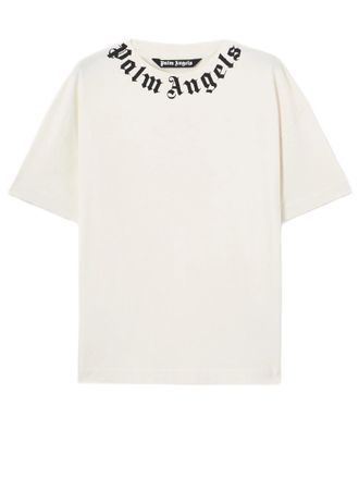Palm Angels Classic White T-Shirt With Signature Neckline Logo