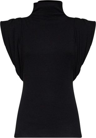 MUGLER Top met Drap&eacute; Trechterhals - Dames - Tops zonder mouwen - Zwart - XS - Wol - Tops