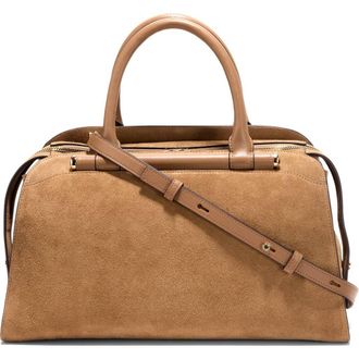 Cole Haan Medium Catherine Leather Satchel in Golden Honey Suede at Nordstrom
