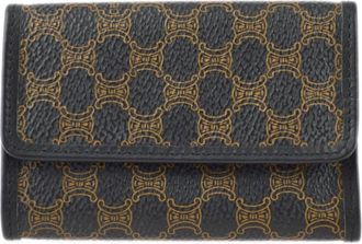 Celine 1990-2000s Macadam canvas six-hook key case - women - PVC/Leather - One Size - Black