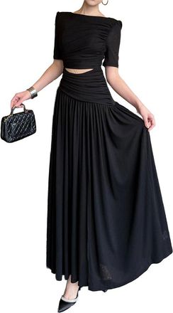 Burryco Short Sleeve Solid Maxi Dress
