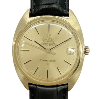 Omega Pre-owned Vintage Polshorloge - Heren - Pre-owned - Geel - Maat: ONE Size Leer