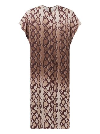 Stella McCartney short-sleeve midi dress - women - Viscose - 38 - Brown