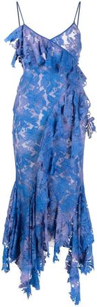 The Attico Thelma lace draped dress - women - Viscose/Polyester/Cotton/Polyester - 44 - Blue