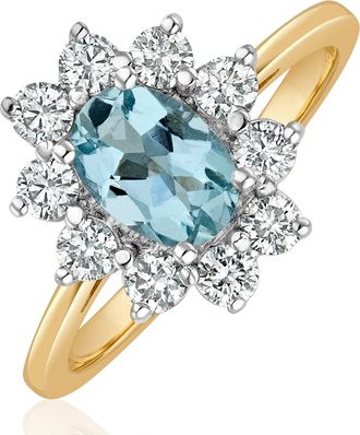 The Diamond Store Aquamarine 0.70ct and Diamond 0.50ct 18K Gold Ring