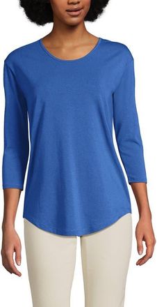 Lands End Petite 3/4 Sleeve Lightweight Jersey Shirttail Tee in Muted Cobalt Blue at Nordstrom, Size X-Large