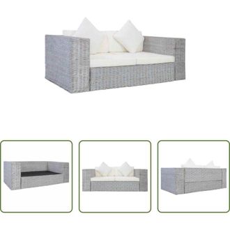 vidaXL vidaXL Cuscini per sedile - Divano a 2 Posti con Cuscini Grigio in Rattan Naturale