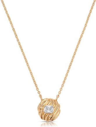 Ettika Textured Baguette Disc Necklace in Gold at Nordstrom