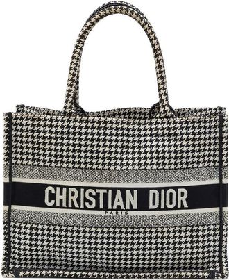 Dior Pre-owned Dior Medium Embroidered Canvas Houndstooth Book Tote Unisex A4485Y68L5KZ4B1E
