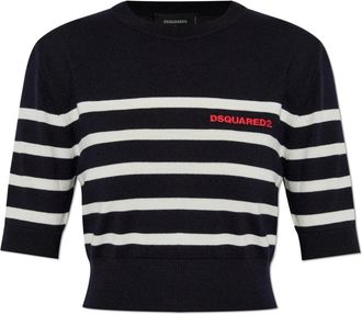 Dsquared2 Wollen top - Dames - Ronde hals truien - Blauw - S - Wol - Truien & Vesten