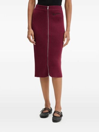 Karl Lagerfeld Ribgebreide midi-rok met ritssluiting - Rood