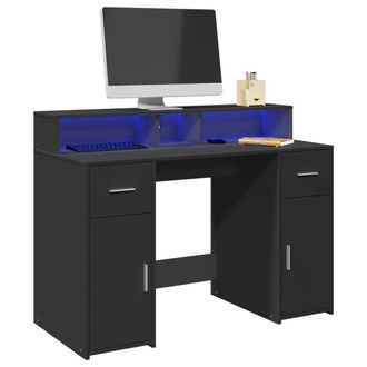 Berkfield Home Desk with LED Lights Black 120x55x91 cm Engineered Wood | Size: 120 x 55 x 91 cm
