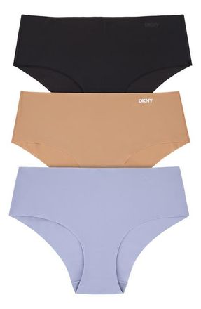 DKNY Litewear Cut Anywear 3-Pack Hipster Panties in Black/Glow/Eventide at Nordstrom, Size X-Large