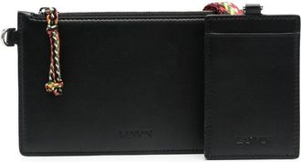 Lanvin logo-debossed leather clutch - men - Calf Leather/zamac/Lambskin/Polyester - One Size - Black