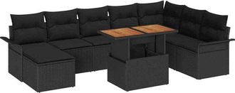vidaXL Garden Sofa Set with Storage 9 pcs Black Poly rattan vidaXL