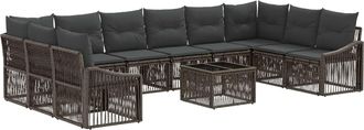 vidaXL Conjunto De Sof&aacute;s De Jard&iacute;n 11 Uds. Gris Rat&aacute;n Sint&eacute;tico Vidaxl