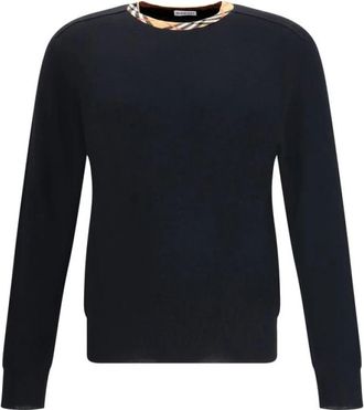 Burberry Lichtgewicht wollen trui met ruitmotief - Heren - Longsleeves - Zwart - M - Wol - Tops