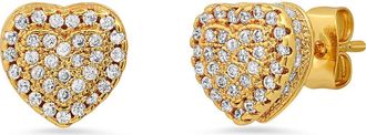 HMY Jewelry Simulated Diamond Heart Stud Earrings in Yellow at Nordstrom Rack