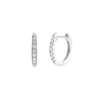 LuvMyJewelry Elina 0.2 Cts 14K Gold Diamond Huggie Hoop Earrings