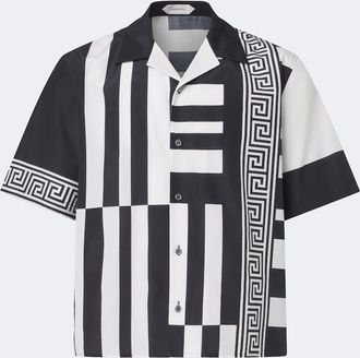 Versace Camisa bowling de algod&oacute;n y seda estampada