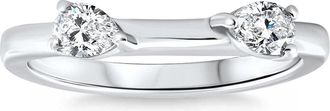 Pompeii3 1/2Ct Pear Shape Diamond Contour Wedding Guard Ring 14k Gold Lab Grown