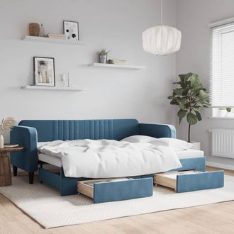 vidaXL Sof&aacute; Cama Nido Con Cajones Terciopelo Azul 80x200 Cm Vidaxl