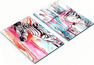 OEM Tablas De Servir De Cristal Para Cocina Con Coloridos Estampados De Cebra, 2 X 40 X 52 Cm
