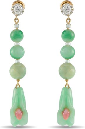 Luxury Bazaar 0.50ct Diamond, Conch Pearl, and Jade Earrings MF25-051826