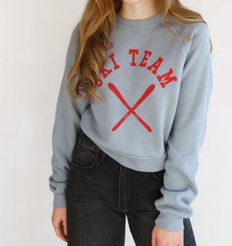 Bloomingdale's Apres Ski Team Shrunken Sweatshirt Top In Dusty Blue