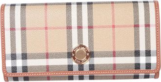 Burberry Stijlvolle Portemonnee met Kaartsleuven en Iconisch Ruitmotief - Dames - Portefeuilles - Beige - ONE Size - Katoen - Accessoires